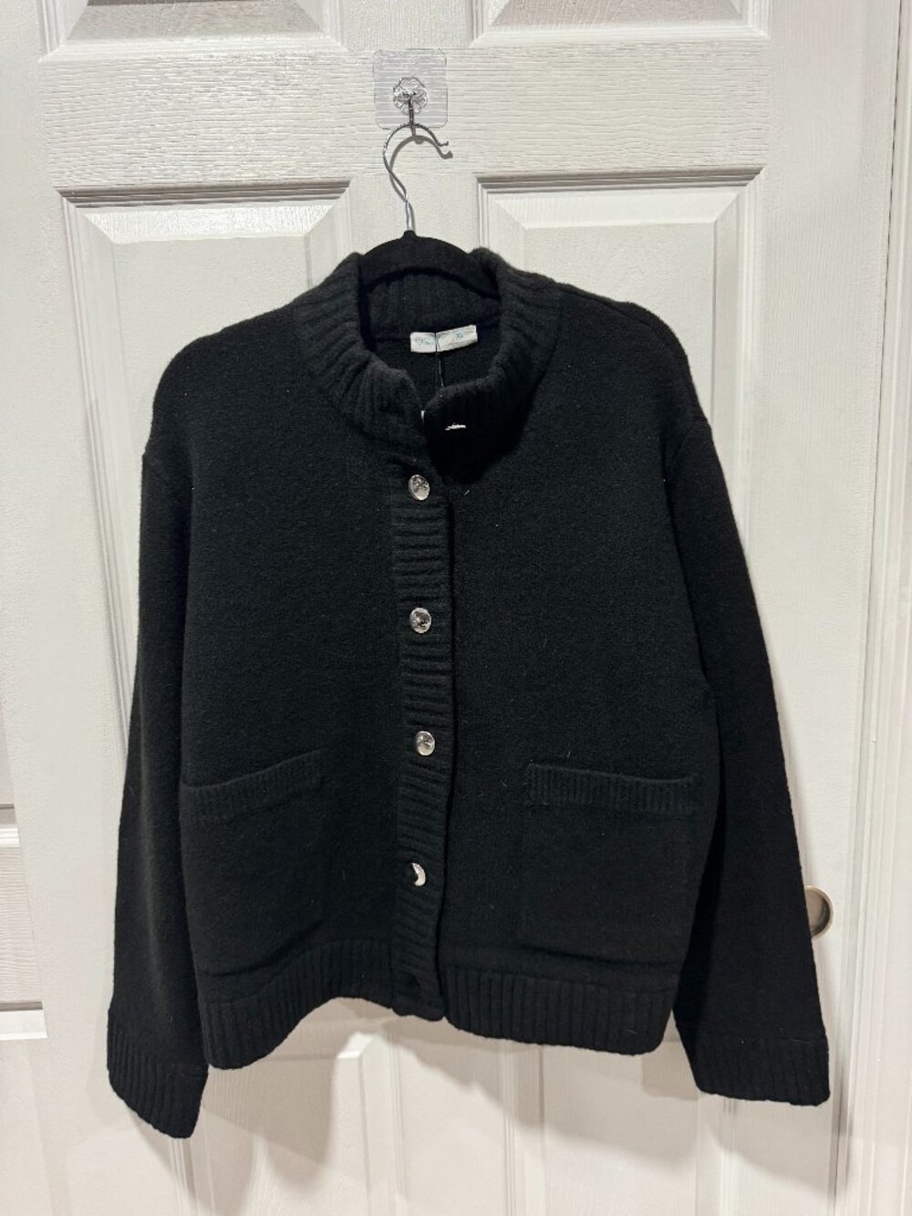Primark women's XL black wool blend button front cardigan sweater knit NWT
